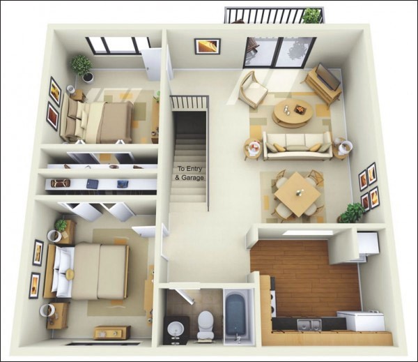 Gợi ý bài trí những căn hộ chung cư có hai phòng ngủ