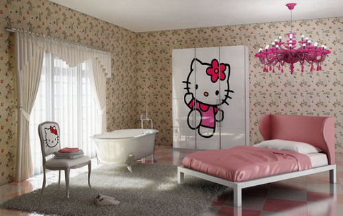 Hồng Kitty dễ thương cho phòng bé